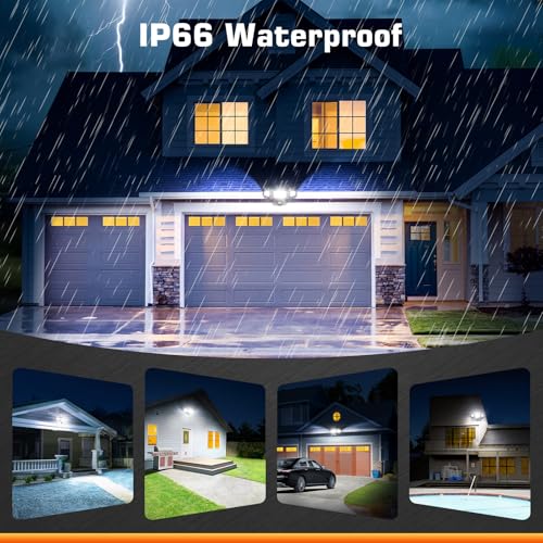 MEIKEE 42W Security Lights Outdoor Motion Sensor 3600LM 6500K Daylight White PIR Floodlights Outdoor 4 Modes Timing with Remote Control IP66 Waterproof 180° Adjustable for Garden Garage Doorways