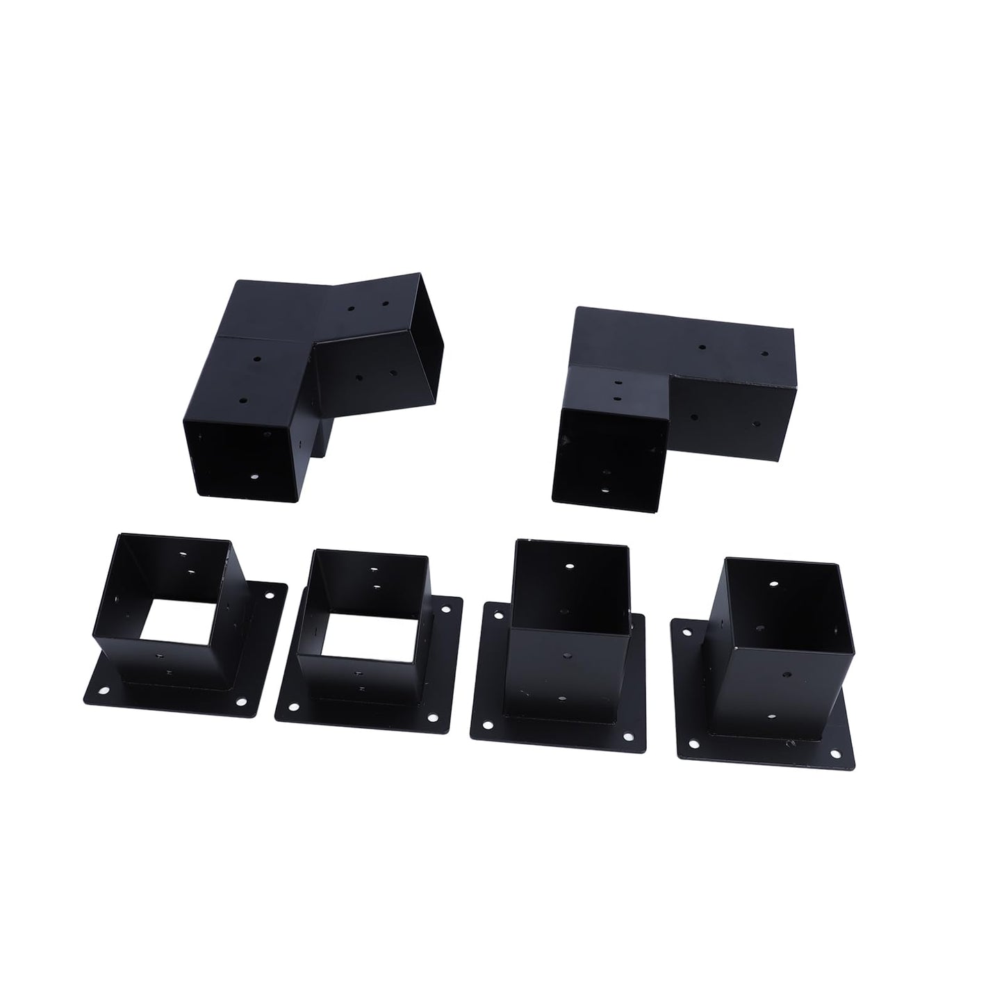 6Pcs Pergola Corner Brackets, Alloy Steel Corner Bracket Base Top Mount 3 Way Bracket DIY Post Base Kit Outdoor Patio Pergola Hardware Kit with Screws for Gazebo Canopies Carports