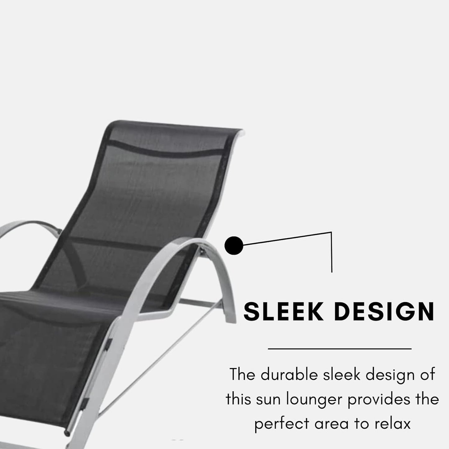 Garden Mile 2 X Garden Sun Lounger Strong Steel Gravity Chair Tanning Bed Garden furniture Sunlounger Patio Outdoor Waterproof (Sun Lounger Set)