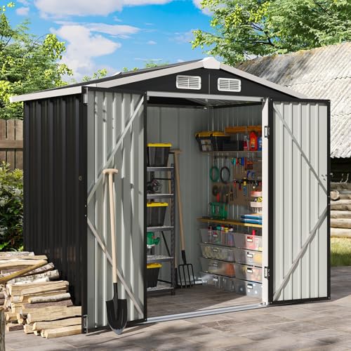 Aoxun 6x4ft Metal Garden Storage Shed with Lock