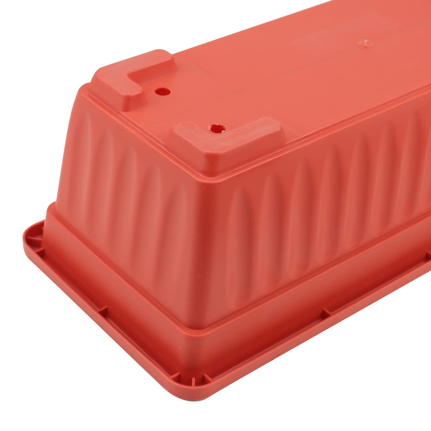 MUKCHAP 4 PCS 43cm/17 Inch Red Plastic Window Box Planter, Rectangular Window Flower Plant Box with Trays and Plant Labels, Rectangular Windowsill Planter for Vegetables