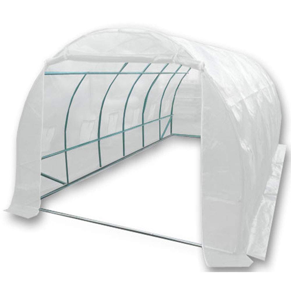 5 Sizes Polytunnel "Strongest In It's Class" a fully Galvanised Structure with more Diagonal & Roof Bracing than all others. Metal Hinged Door | Groundbar Kit. (6m x 3m)