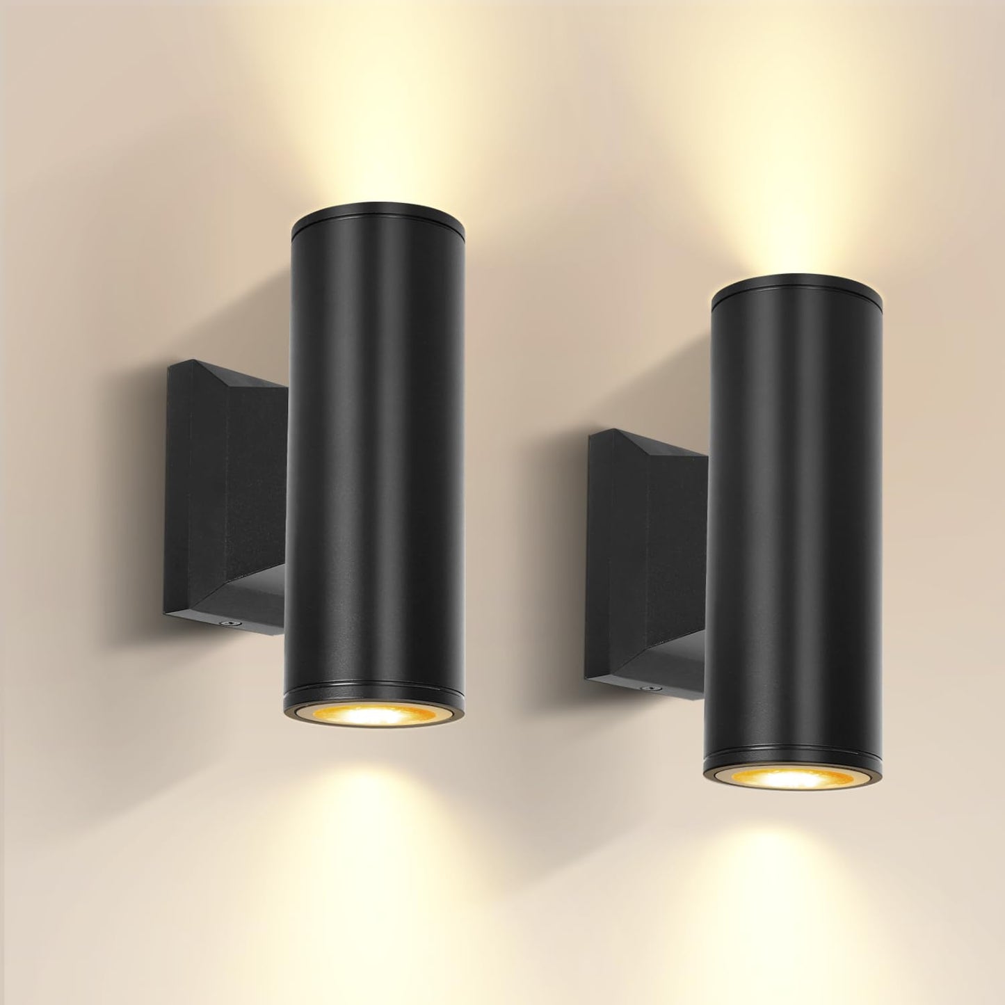 Outdoor Wall Lights Mains Powered, Aigostar Black Up Down Outdoor Lights IP65 Waterproof, Up and Down Outside Lights Max 35W GU10 Porch Light, LED Outdoor Wall Lamp Aluminium Front Door Light 2 Pack