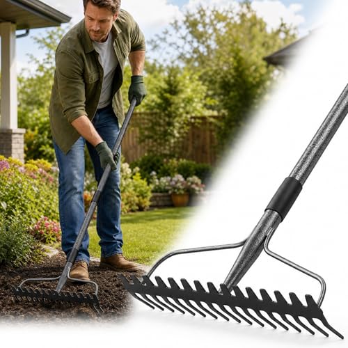 Heavy Duty Bow Rake with 17 Tines – 160cm Handle