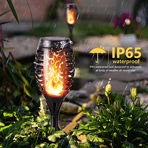 Geemoo 6 Pack Solar Flickering Dancing Flame Lights Waterproof Solar Torch Lights for Outdoor Garden Patio Pathway Yard Driveway Halloween Decorative