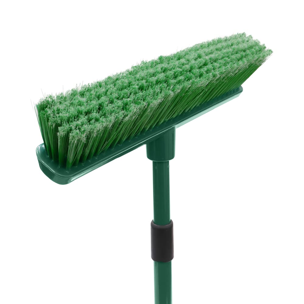 JVL Outdoor Soft Bristle Broom with Telescopic Handle, Green, 20-103, One Size