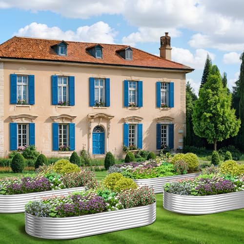 Bvewg 3 Pack 6x3FT Galvanized Raised Garden Bed Outdoor,Metal Garden Bed for Vegetables,Steel Raised Beds for Gardening,Above Ground Box for Flower