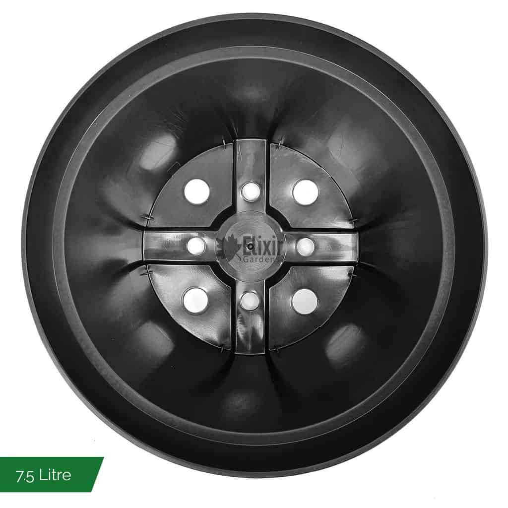 Elixir Gardens Round Black Recycled Plastic Garden Plants/Shrubs/Flower Pots with Reinforced Rim | Various sizes (1 to 60 litres) & various quantities available (from 2 to 1000) 7.5Litre x 10