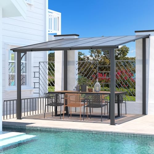 UNIONLINE 3x3m Aluminium Hardtop Gazebo Pergola – Wall-Mounted