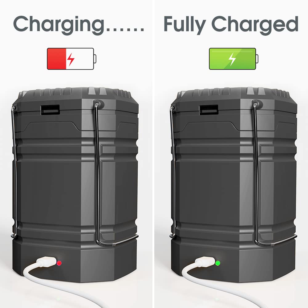 Camping Lantern, Rechargeable Camping Lights with Solar, Hand Crank and USB Charger, Collapsible Tent Light with Handles, Portable Electric LED Light for Outdoor Camping and Tent