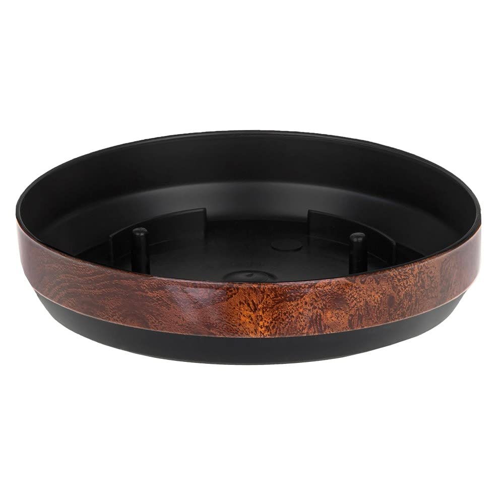 KORAD Wood Effect Indoor Plant Pots with Saucer and Drainage Holes, Round, Modern and Decorative Flowerpot for All Houseplants, 6 sizes, 25 colours(18 cm - 7 inches)