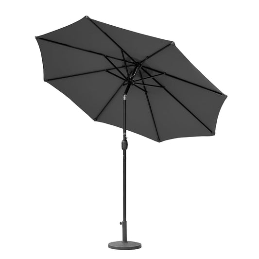 Harrier Crank & Tilt Parasol with LED Lights [2.7m] – Outdoor Garden Patio Umbrella with Optional Waterproof Cover – 5 Colour Options (Grey, Parasol Only)