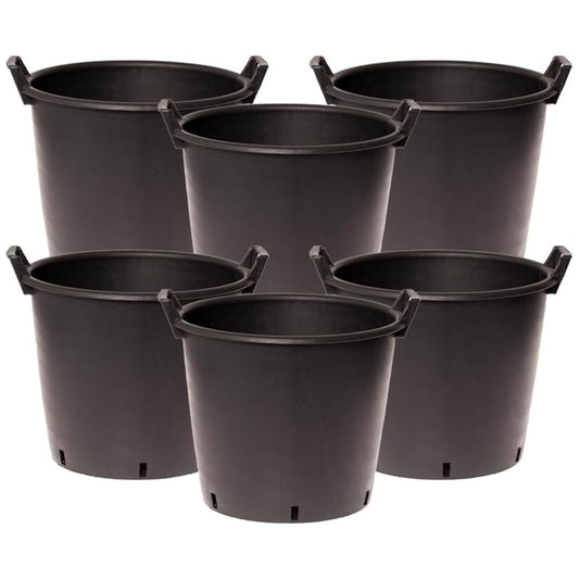 YouGarden - Heavy Duty 30L Plant Pots (Pack of 6) 40cm Diameter - Plastic Planters for Outdoor Plants - Large 15.7' Flower Pots for Gardens - Perfect for Flowers, Vegetables & General Use