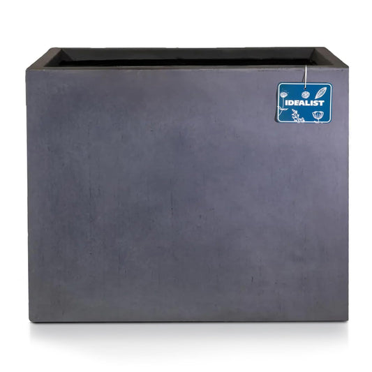 IDEALIST 70cm Large Trough | Dark Grey Reinforced Stone Rectangular Planter | Garden Plant Pots with Drainage Holes L70 W40 H60 cm, 124 litres