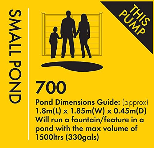 Blagdon Minipond Pond Pump 700 (to Run Fountains for Small Ponds up to 1500 Litre), 3 Fountain Heads, Black