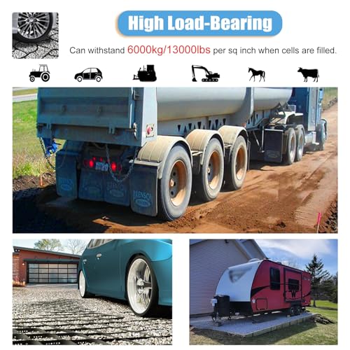 ("en":"Geogrid Retaining Wall Reinforcement 4", HDPE Scalable Ground Geo Grid Driveway Ground Pavers for Landscaping, Black Permeable Paving Stabilizer with Drain Holes(6x20 m (20x66 ft))")