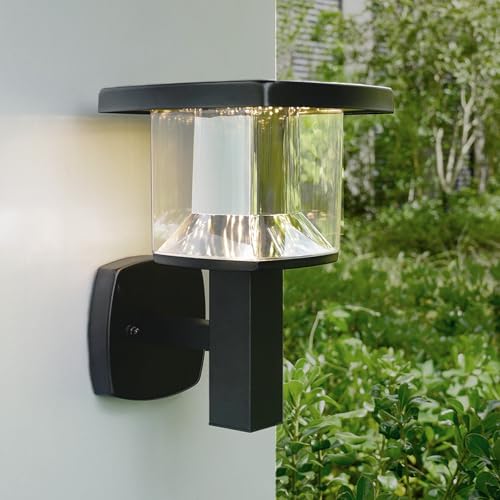 NBHANYUAN Lighting Outside Wall Light,SUS304 Stainless Steel Outdoor Light Garden Light Waterproof Outdoor Wall Lamp,3000K Warm White for Yard,Porch,Black,IP44 1000LM
