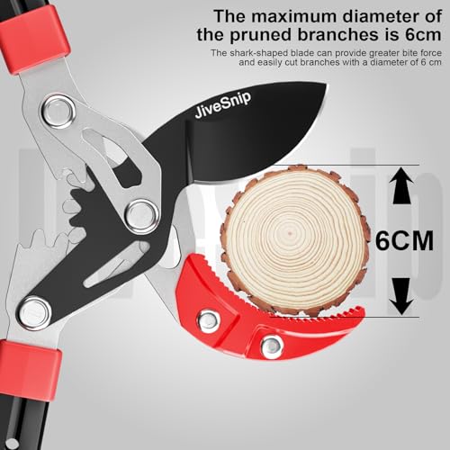 JiveSnip Telescopic Loppers, Heavy-Duty Branch Cutter with Gear Labor-Saving Structure, SK5 Blades with Teflon Coating, Aluminum Alloy Handles