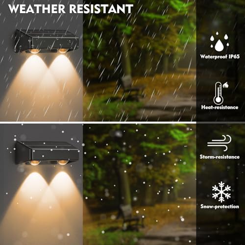sununiny Solar Fence Lights Outdoor Garden,4 Pack Wall Lights Outdoor IP65 Waterproof,9 Colors 11 Modes RGB Garden Fence Lights Solar Powered for Outside Backyard,Pathway,Yard