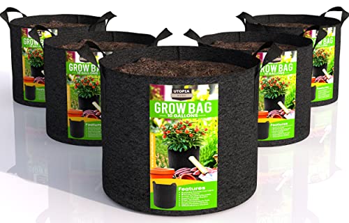 Utopia Home 10 Gallon Fabric Grow Bags – Pack of 5