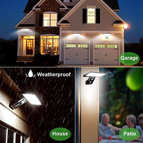 JESLED Solar Powered Lights Outdoor/Outside for Garden Fence Door Yard Pathway, 90 LED Solar Motion Sensor Security/Wall Lights Waterproof 2600mAh, USB Charging (1 Pack)