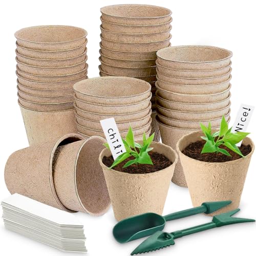 Aileem 40 Pack Biodegradable Fibre Seed Pots 8cm