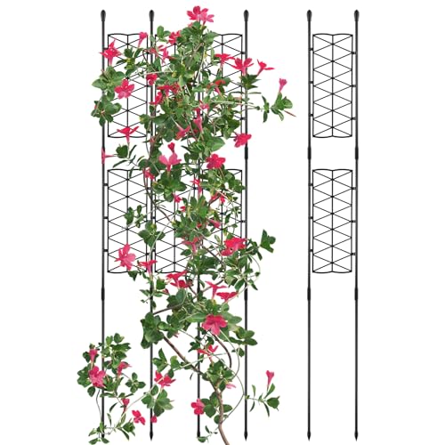 NiHome 6-Pack 50 Inches Garden Trellis for Climbing Plants Outdoor, Plant Support Trellis Cage for Clematis, Roses, Jasmine and Vines Such as Tomatoes, Grapes, Cucumbers and Blackberries
