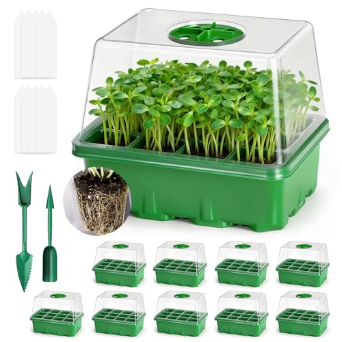 GOTVUGE 10 Pack 120 Cell Seed Trays with Humidity Domes