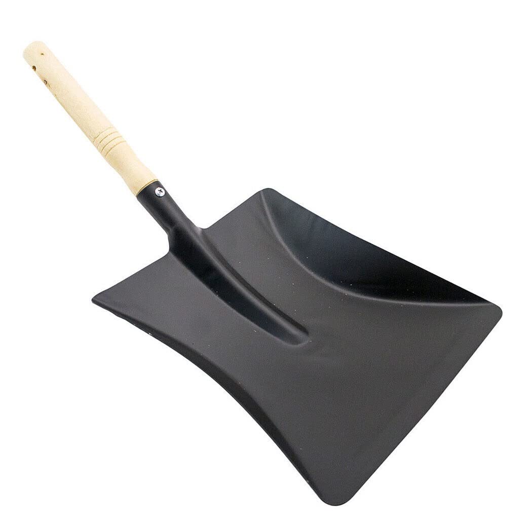 Large 9" Wooden Handel Black Metal Steel Coal Ash Shovel for Fireplace and Dustpan