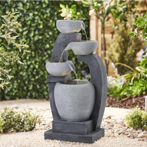 Warmiehomy 63cm 4-Tier Solar Water Feature with LED