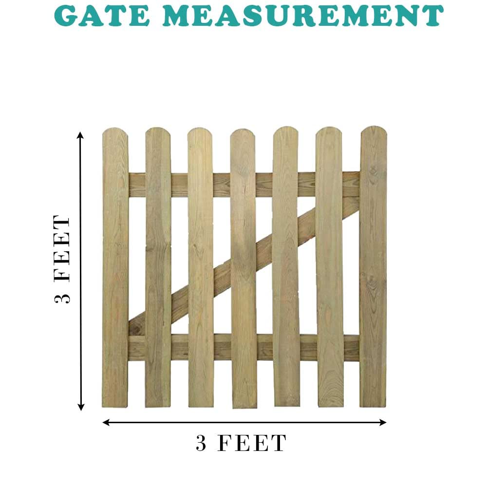 zeeyrak Pressure Treated Wooden Picket Garden Gate 3ft x 3ft, Wooden Picket Fence Panels, Handmade Wood Gate, Decorative Garden Gate, Outdoor Gate