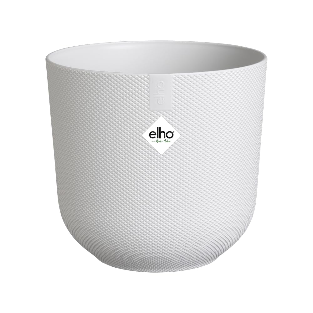 elho Jazz Round 16cm Flower Pot - Indoor Plant Pot - 100% Recycled Plastic - Unique Structure - White/Silky White