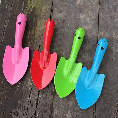FGYZYP 4 Pcs Garden Mini Colorful Iron Hand Shovel, Trowel Set Garden Light Duty Tool, Miniature Succulent Indoor Outdoor Care for Flower Soil Plant Dig Transplant Kid Teen Women Men Gardening Gift
