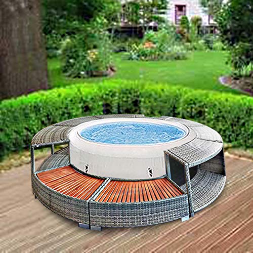 Panana Garden Hot Tub Poly Rattan Spa Surround Wicker Furniture Outdoor Conservatory Patio Mixed Grey