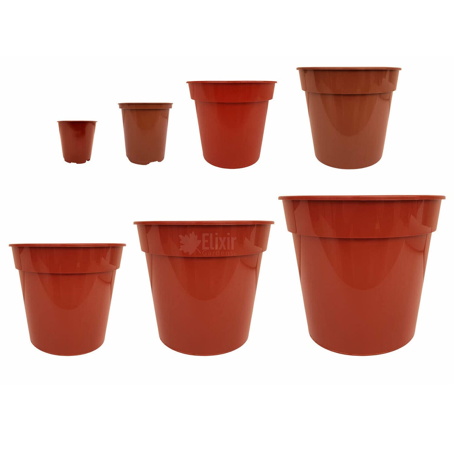 Elixir Gardens | Strong Deep Terracotta Recycled Plastic Plant Pots | Various Sizes/Quantities Available | 23cm x 2