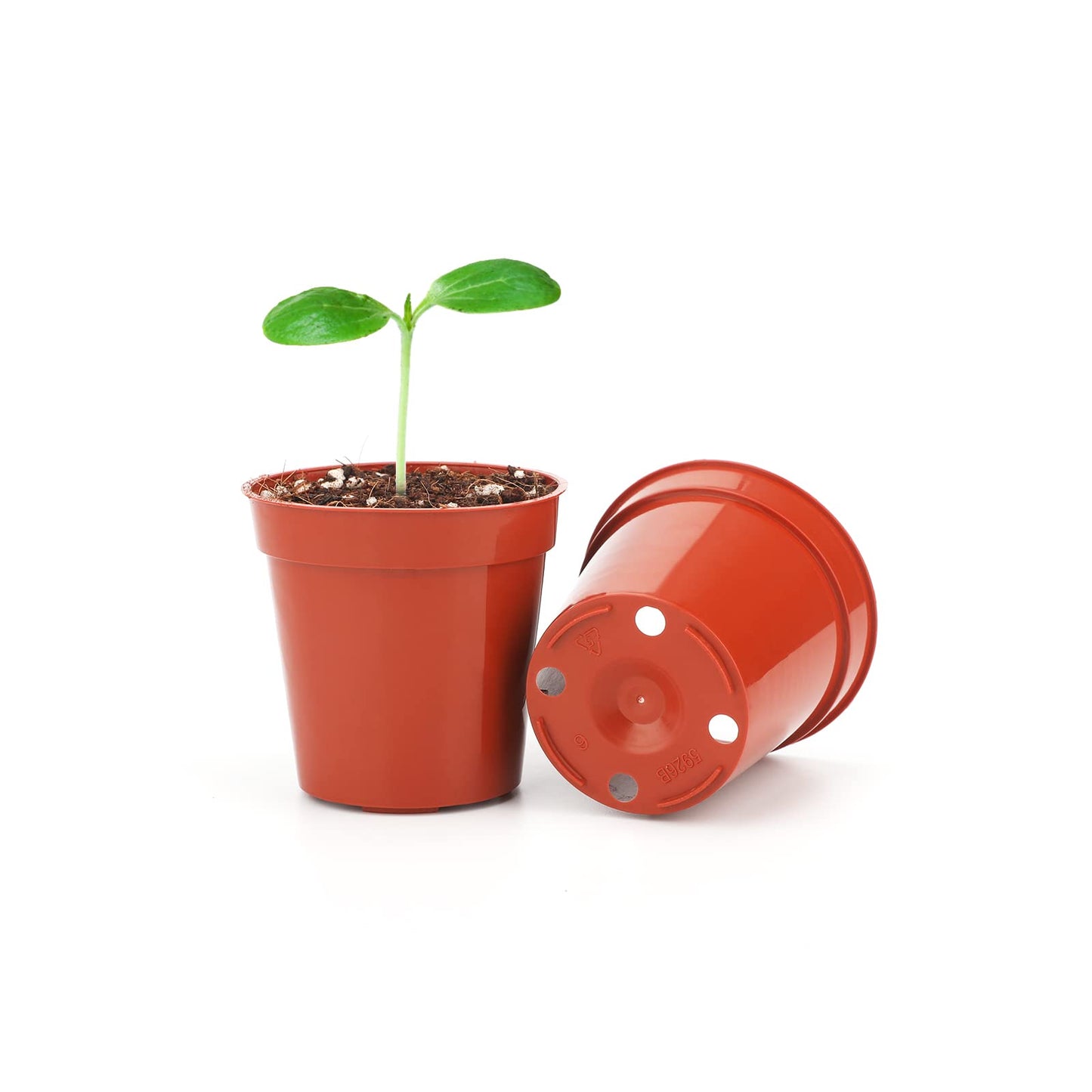 KINGLAKE 50Pcs Mini Plastic Plant Pots 5.4cm, Small Flower Pots Round Seed Nursery Pots for Seeds Seedling Vegetabels Herbs, Terracotta Color