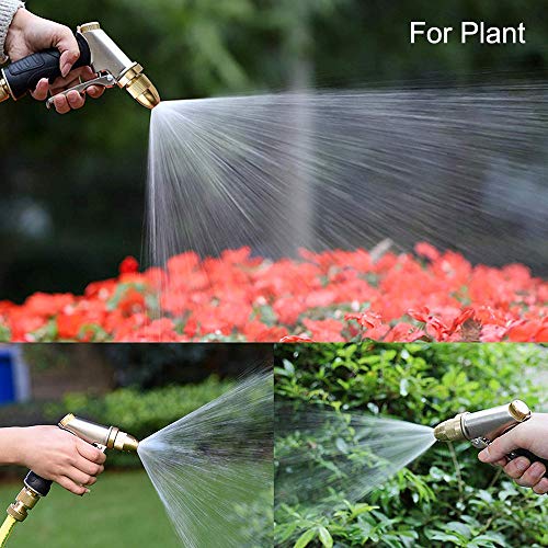 FANHAO Garden Hose Spray Gun with Adjustable Patterns, 100% Heavy Duty Metal Hose Pipe Spray Gun High Pressure Hose Nozzle for Lawn and Garden, Car & Pet Washing, Full Brass Nozzle - Non-Slip Grip