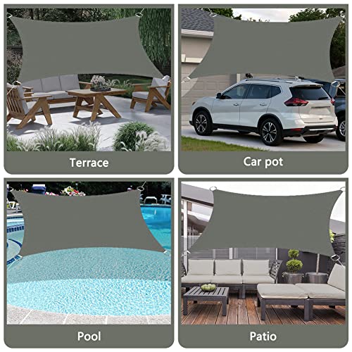 OFFCUP Sun Shade Sail, 2m x 3m Rectangle Awning Canopy, 160gsm Waterproof Shade Sail Garden Sun Sail Patio Canopy 95% UV Block with Free Rope, for Outdoors, Garden, Patio, Yard, Party (Grey)