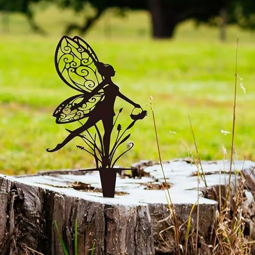 JGZTJXNK Garden Decoration Fairy Metallic Flower Fairy 3-piece Set Suitable for Yard, Lawn, Flower Bed Decoration Gifts