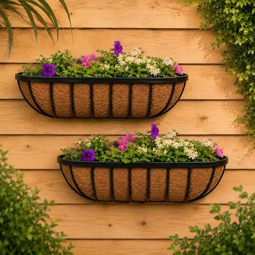 Shop4allsorts 24 Inch Metal Wall Trough Planters (Set of 2)