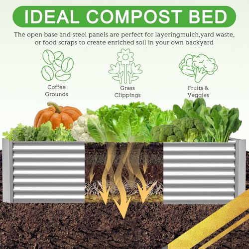 Bvewg 3 Pack 6x3FT Galvanized Raised Garden Bed Outdoor,Metal Garden Bed for Vegetables,Steel Raised Beds for Gardening,Above Ground Box for Flower