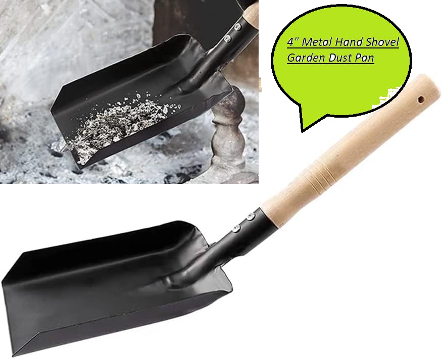 Unibos Strong Metal Coal Shovel with Wooden Handle | 4-Inch-Wide Metal Shovel Fireside Dust Ash Pan | Large Coal Scoop to Easily Collect Coal, Ashes, Dust, Wastes Indoor Outdoor Multipurpose Used