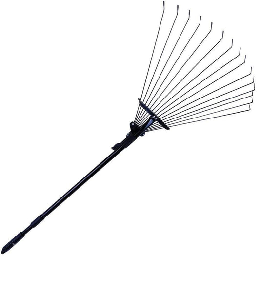Greenfields Telescopic Metal Adjustable Rake for Quick Cleaning Up of Lawn, Yard, Garden Leaf Rake Steel, Lightweight and Rust Resistant Ergonomic Handle
