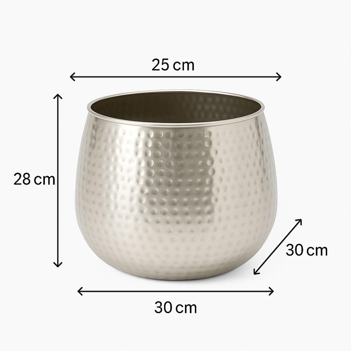 Medium Silver Hammered Metal Planter