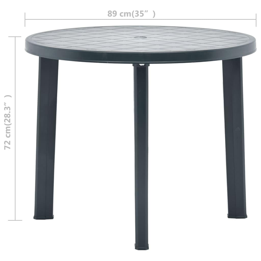 vidaXL Round Garden Table - Green Outdoor Patio Plastic Table - Durable and Lightweight - Weather-Resistant Material - Easily Transportable