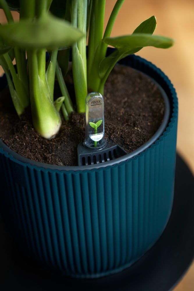 elho Vibes Fold Round 18 - Flower Pot from 100% Recycled Plastic - Indoor plant pot - Ø 18.4 x H 16.8 cm - Blue/Deep Blue