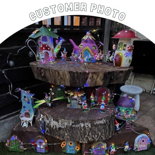Garden Mile® Novelty Garden Ornaments Waterproof Fairy House Outdoor Decoration Fun Metal Hand Painted Decor Weatherproof (Pixie Palace)