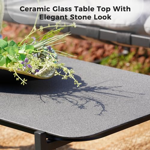 Grand patio Garden Furniture Set 4 Piece, Outdoor Patio Conversation Sofa Set with Cushion, Modern Metal Couch Loveseat Chairs and Coffee Table for Porch Balcony Backyard Living Room (Grey)