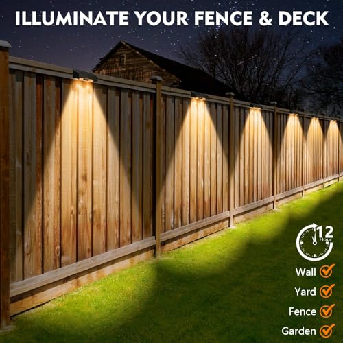 sununiny Solar Fence Lights Outdoor Garden,4 Pack Wall Lights Outdoor IP65 Waterproof,9 Colors 11 Modes RGB Garden Fence Lights Solar Powered for Outside Backyard,Pathway,Yard