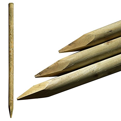 True Products 5 Pack - 1.5m (5ft) x 50mm Machined Round Wooden Treated Fence Posts Stakes Wood Fencing